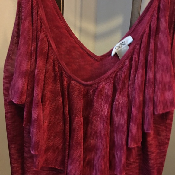 Cache Red/Fuchsia Ruffle Tank - Picture 2 of 4